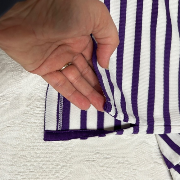 RLX Ralph Lauren Golf Shirt Size Large Purple & White Stripped  READ - Picture 10 of 12